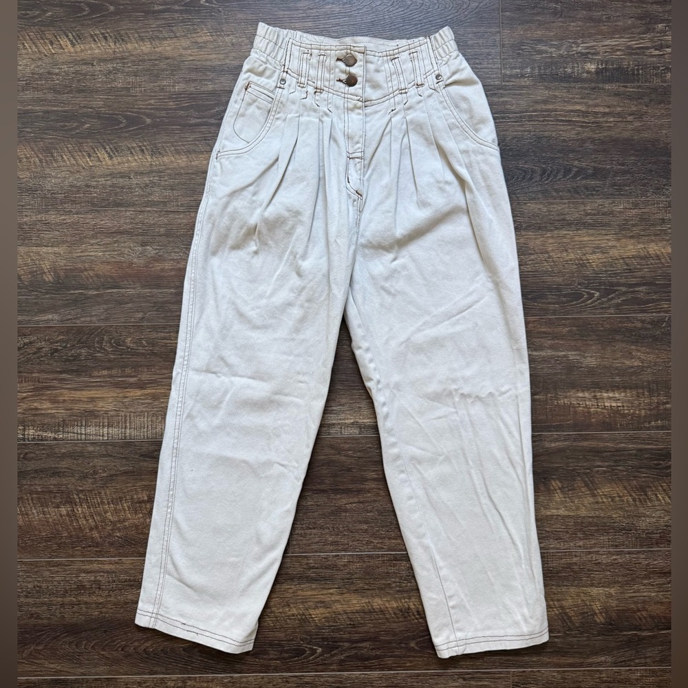 Vintage CHANGES Ivory Denim High Waisted Jeans 90s Y2K size 10